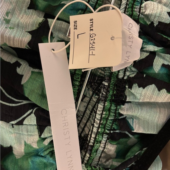 Christy Green Floral Off-Shoulder Blouse Large - Picture 4 of 6